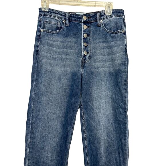 Abound Mom Jeans Straight Leg Stretchable High Rise Button Fly Blue W US 27 NWT - Picture 2 of 9
